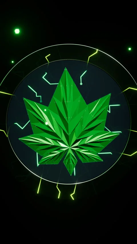 A glowing 3D leaf coin, Vertical 9:16 4K Stock Footage 337572039