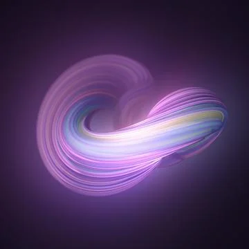 A glowing 3D shape in the form of a woven vortex or stream of light Stock Illustration