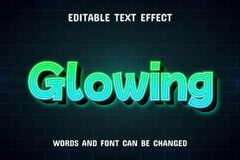 Glowing 3d text effect Stock Illustration