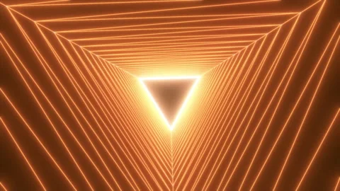 Glowing 3d tunnel of triangles with flashing. Motion. Space tunnel of glowing Stock Footage 229568897
