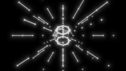 Glowing 3D wireframe object rotating in space seamlessly Stock Footage 320122356