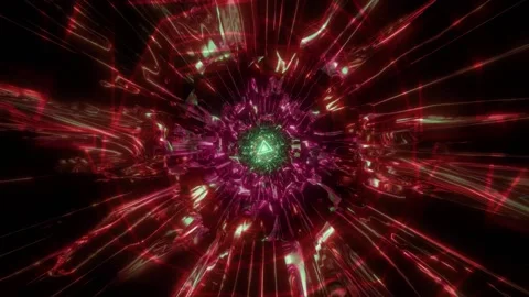 Glowing 4k neon triangle wireframe 3d illustration motion background live Stock Footage 160817736