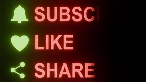 Glowing 4k Subscribe like share animation Video stock 329014933
