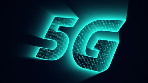 Glowing 5G Network Technology Digital on Dark Background Stock Footage 340447279
