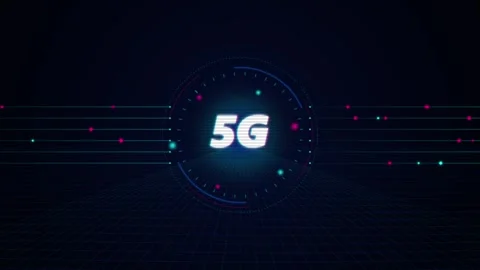 Glowing 5G Text High Speed Wireless Data Connection Motion Background 库存影片 343622804