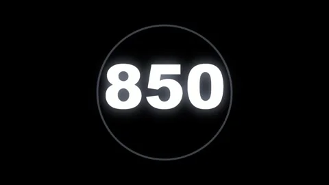 Glowing 850 number in a dynamic digital circle, perfect for credit scores, .. Vídeo Stock 330280296