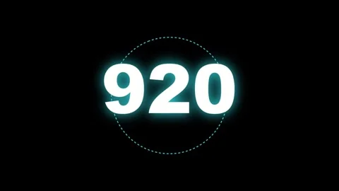 Glowing 920 Number Digital Display Loop, Data Count, Technology Concept, Fu.. 库存影片 330280308