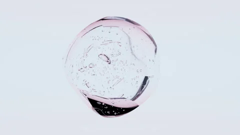 Glowing Abstract 3D Fluid Drop with Crystal Clear Surface Suspended Air Bubbles  Stock Footage 337304364