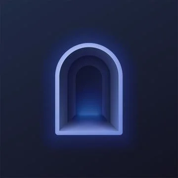 Glowing Abstract Arch Portal Vector Art Stock Illustration