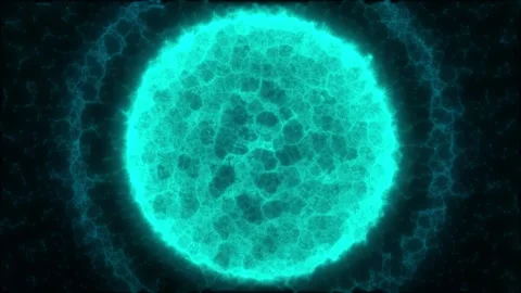 Glowing abstract background of sphere of blue colored particles emits energy Stock Footage 254362976