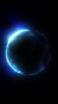 Glowing abstract blue sphere with plasma energy texture on dark background, s Stock Illustration