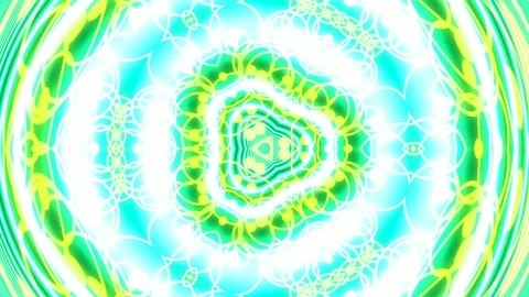 Glowing abstract circle pattern background with bright neon yellow energy wav Stock Footage 339501632