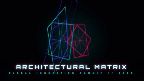 Glowing Abstract Digital Network Background with Neon Geometric Energy Lines Stock Footage 337655286