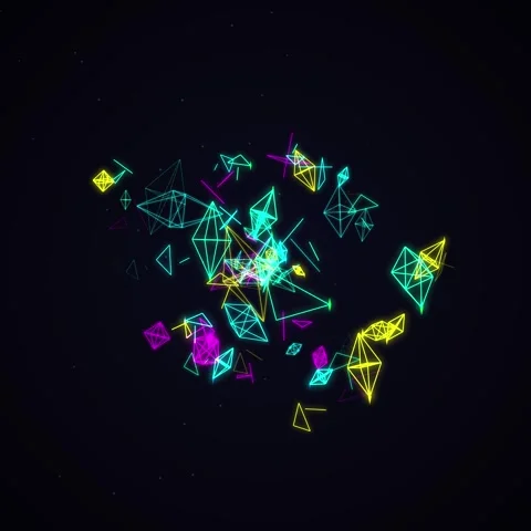 Glowing abstract digital network data flow with dynamic geometric shapes on.. Stock Footage 345690752