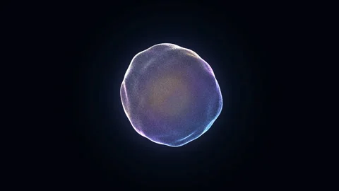 Glowing Abstract Digital Particle Blob Morphing Fluidly Against Dark Backgrou Stock Footage 348763514