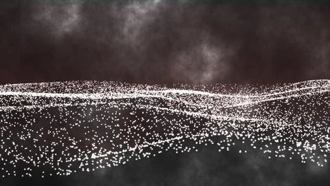 Glowing abstract digital wave white smoke particles. Futuristic illustratio.. Stock Illustration