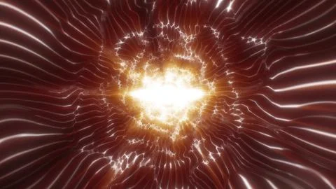 Glowing abstract energy core with white and golden light bursting through r.. Stock Illustration