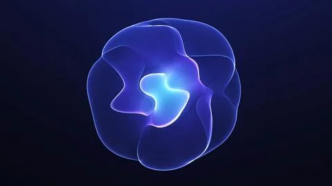 Glowing abstract energy sphere with liquid light core and smooth plasma wav.. Stock Illustration