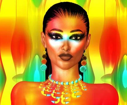 Glowing Abstract Face,Close Up Stock Illustration