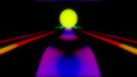 Glowing abstract figure with neon light trails on dark background Stock Footage 324884151