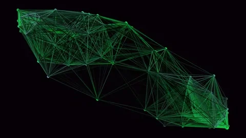Glowing abstract green data connection network visualization over dark back.. Stock Footage 340378615