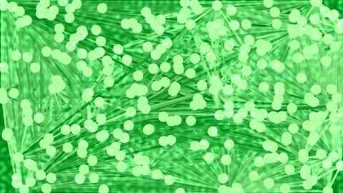 Glowing abstract molecular network of particles and connections in vivid gree Stock Footage 335524945