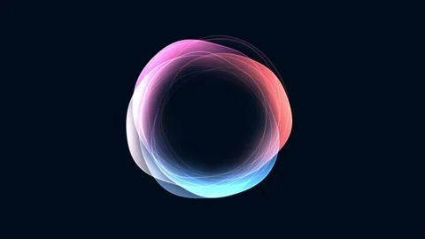 Glowing abstract neon light circle pulsing on black background, smart assistant Stock Footage 339224400