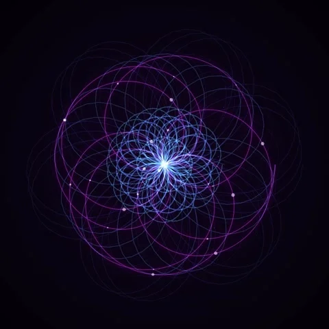 Glowing abstract neon mandala geometry lines on black background for digita.. Stock Footage 345690280
