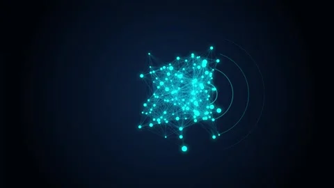 Glowing abstract network of glowing nodes and lines in dark space. Stock Footage 346243880