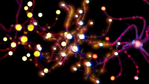 Glowing abstract neural network with interconnected neurons in a futuristic Stock Footage 307307156