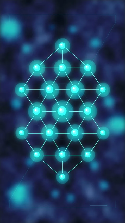 Glowing abstract node network digital technology pattern animation loop Stock Footage 347943634