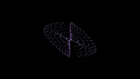 Glowing abstract particle flow on black screen - Digital tech background loop Stock Footage 342524179