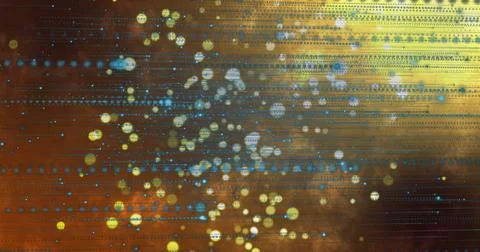Glowing abstract pattern forming on warm digital backdrop, showing clustered イラスト素材