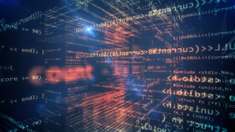 Glowing abstract programming code background on dark. Stock Footage 147734211