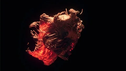 Glowing abstract pulsating form evolves slowly in darkness Stock Footage 327510510