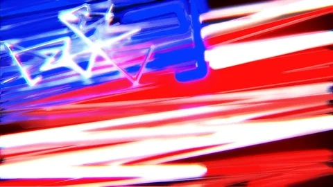 Glowing Abstract Scribble USA Flag Background Loop Video stock 79868285
