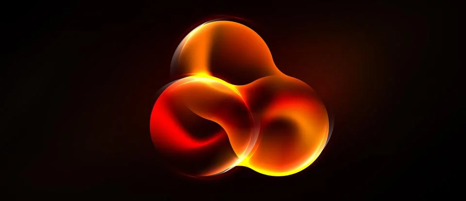 Glowing abstract shapes intertwine, creating fiery visual impact. Warm colors Stock Illustration