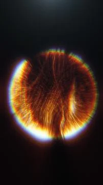Glowing abstract sphere with fiery red and orange energy flows on a dark ba.. Stockillustratie