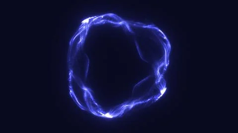 Glowing abstract sphere made of luminous digital waves, forming a loop agains Stock Photos