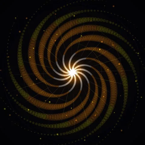 Glowing abstract spiral vortex animation with dynamic gold lines on black 스톡 동영상 345689146