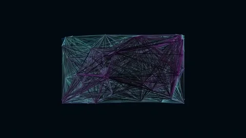 Glowing abstract tech background with futuristic neon geometric data stream.. Stock Footage 337165532