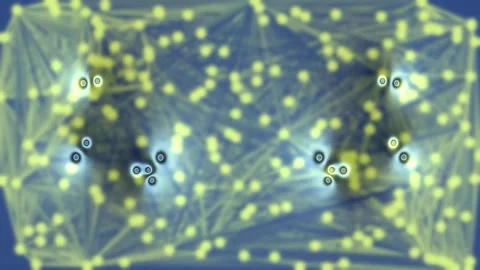 Glowing abstract technological network background with connected data strea.. Stock Footage 339790440