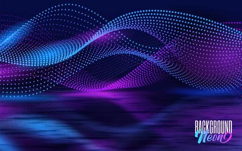 Glowing abstract wave on dark, shiny motion, magic space light with specular Stock Illustration