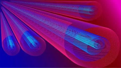 Glowing abstract waves, spiral on a dark background, magical cosmic light. Stock Illustration