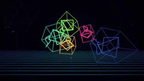 Glowing abstract wireframe data visualization network background Stock Footage 344641968