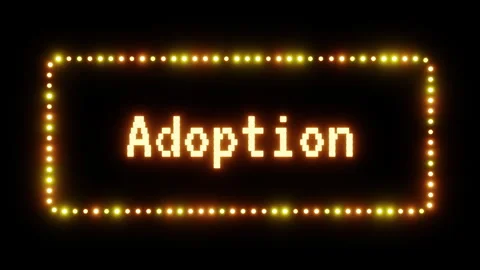 Glowing adoption sign in flashing frame, 3D render. Mass adoption background, Stock Footage 332175524