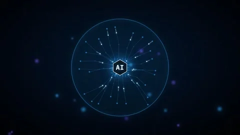 Glowing AI circuit board with circle die straight traces 動画素材 339317288