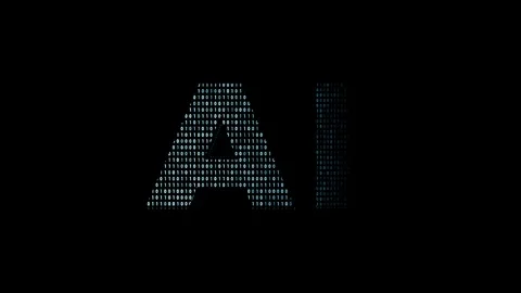 Glowing AI Letters Forming in Sci-Fi Digital Environment Video stock 345729050