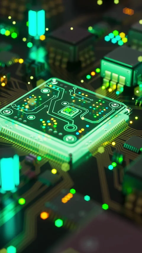 Glowing AI microchip loop, futuristic 3d animation Stock Footage 341882467