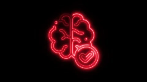 Glowing All Brain Icon and Symbol in HD Video Neon 库存影片 304556761